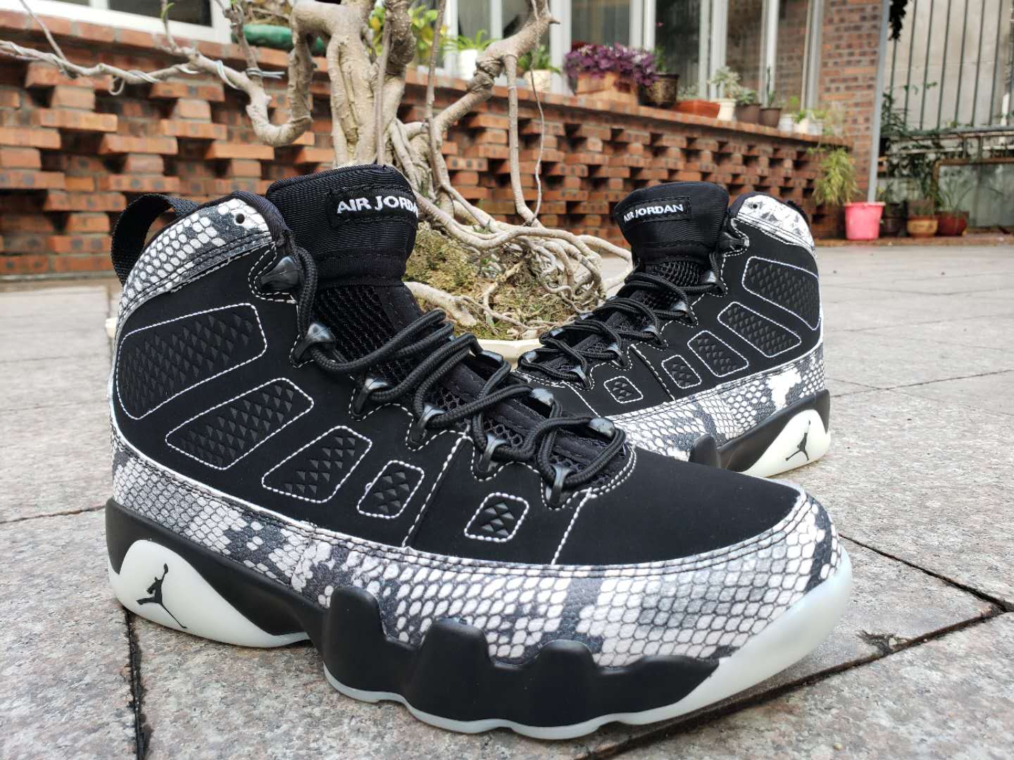 2019 Air Jordan 9 SnakeSkin Black White Shoes - Click Image to Close